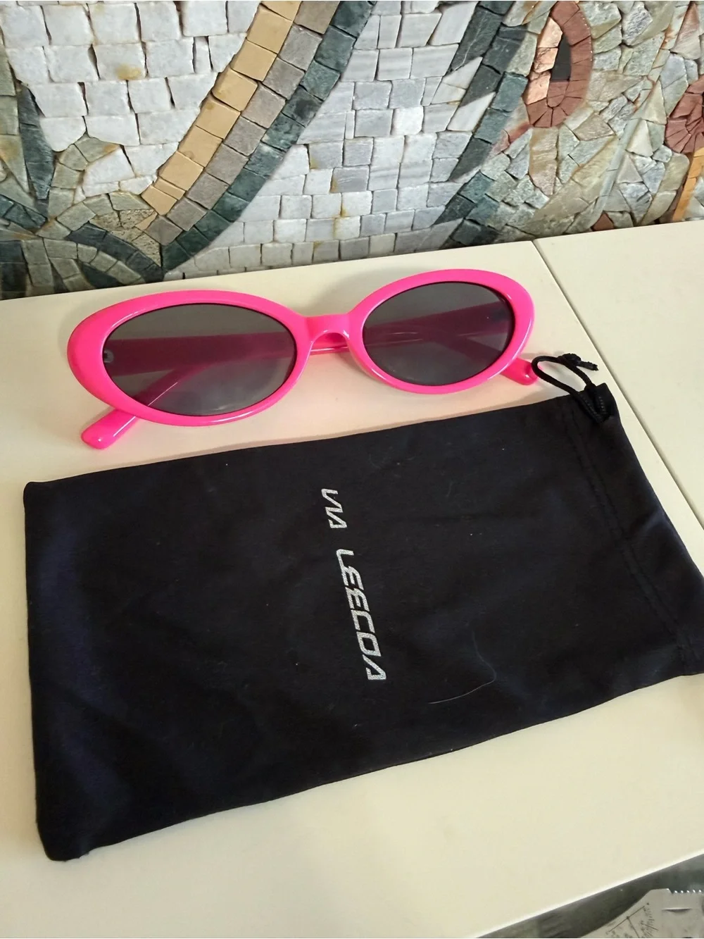 Hot Pink Oval Sunglasses